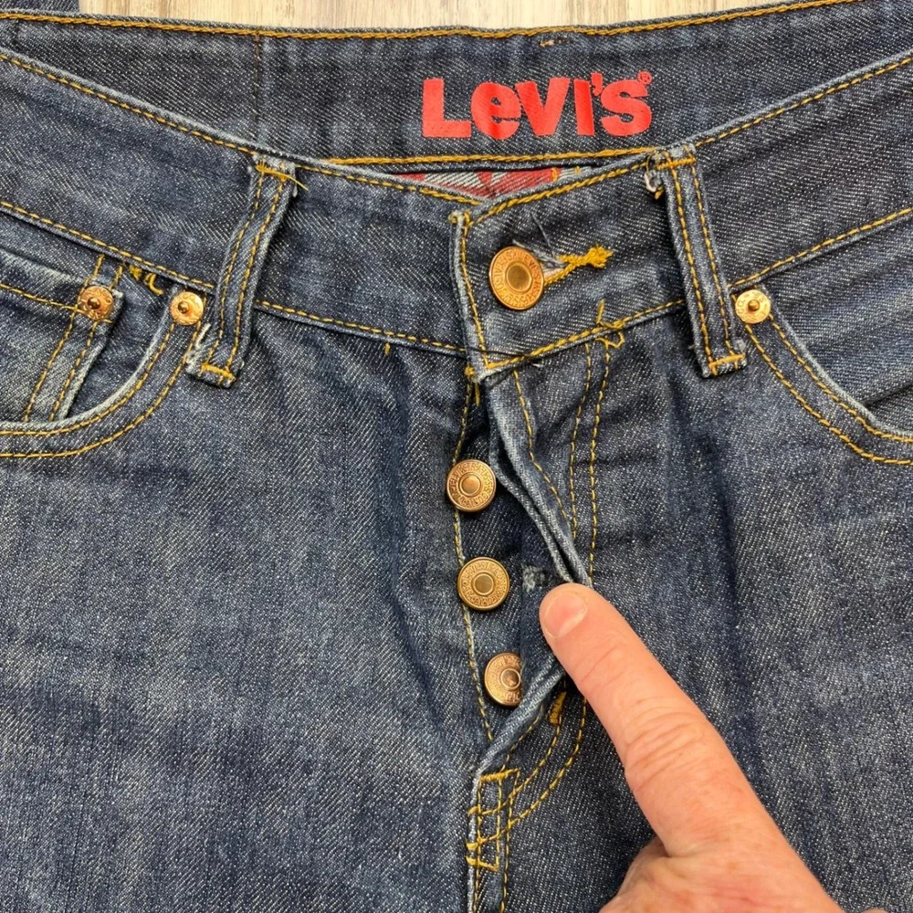 Levis 523 Classic Straight Leg Jeans Mens 32 Dark Wash Indigo Button Fly